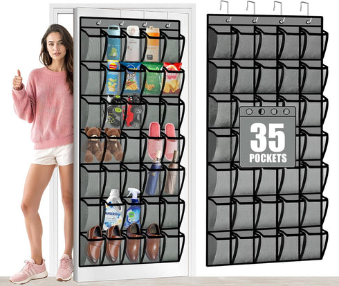 Aheroi Over the Door Shoe Organizer, 35 Pockets Mesh Shoe Organizer Door Hanger,