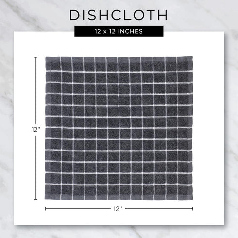 Set, 12x12, 6 DII Scrubber Dishcloths Collection Windowpane Dishrag Black Buffalo Check, Piece