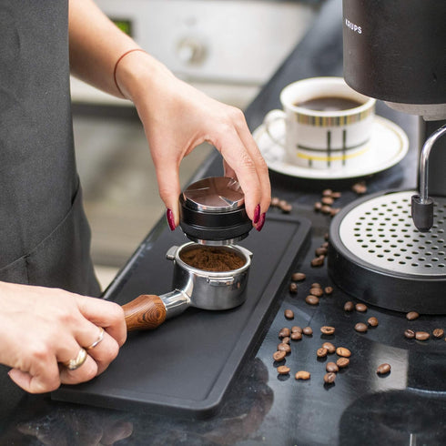 XUNADA Large Espresso Tamping Mat (5” x 12”) - Ultra Thick Premium Coffee Tamper Pad, Strong Grip Silicone Tamp Station