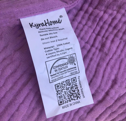 KyraHome 100% 60"x80" Organic Cotton Large Cotton Throw Blanket for Couch, Women, Plant Dyed, Breathable Lightweight