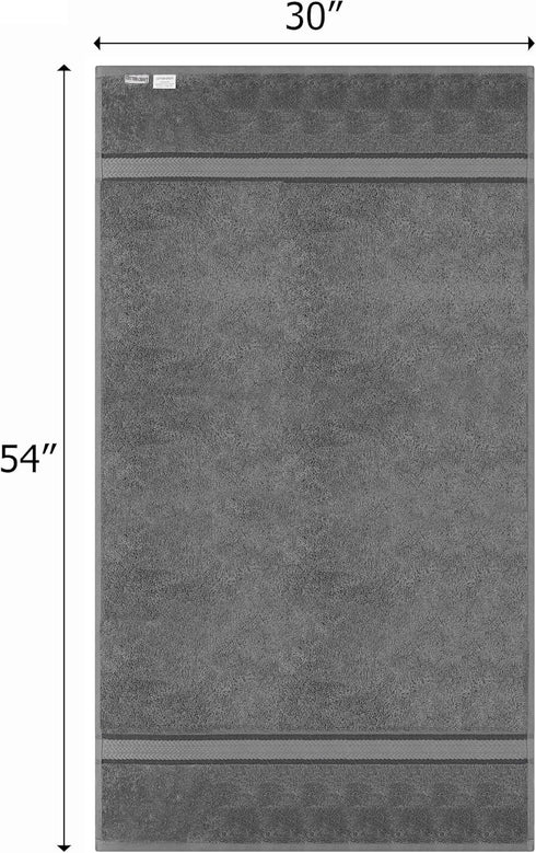 4 Pack 30x54 100% 22 COTTON CRAFT - -Ultra Soft Oversized Extra Large Bath Towels Charcoal- Pure Ringspun Cotton