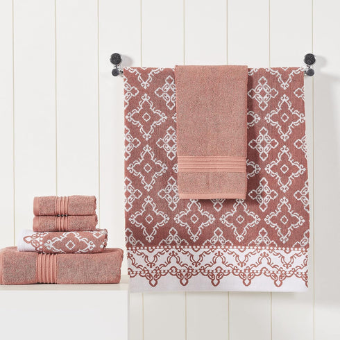 6-Piece 100% Set 2 2 2 Modern Threads Charlize Cotton Towel Reversible Yarn Dyed Jacquard & Solid Includes Bath Towels
