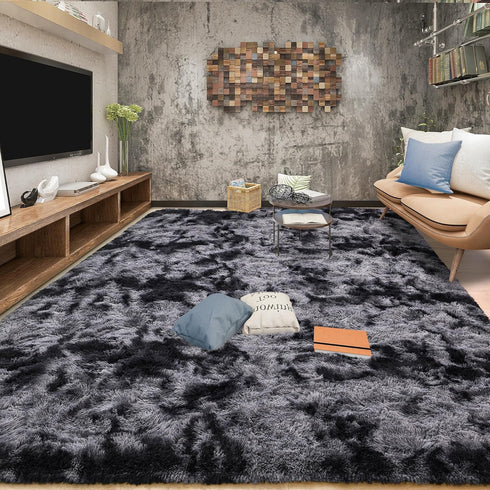 Tepook Soft Fluffy Area Rug, Modern Shaggy 3x5 Fuzzy Rug for Bedroom, Non-Slip Dark Grey Indoor Nursery Decor