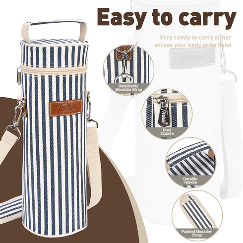 Tirrinia Insulated Single Wine Cooler Bags - Padded Portable Wine Gift Tote Carrier for Travel, BYOB, Wine Tasting,
