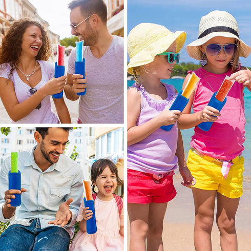 6 Pack Frozen Reusable Popsicles Bags Ice Pop Stick Sleeves for Kids, Popsicles Molds for Reusable Yogurt Tubes
