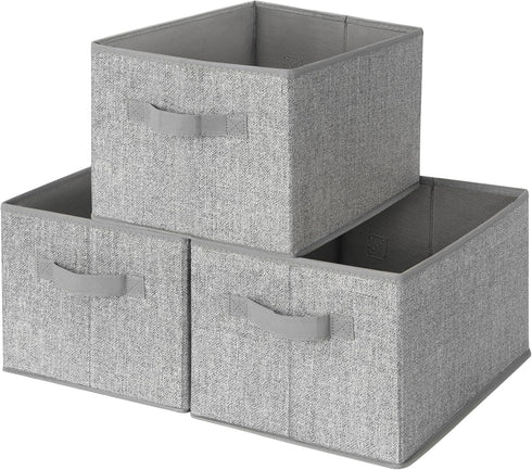 GRANNY SAYS Storage Baskets for Shelves, Fabric Storage Bins, Collapsible Boxes, Gray, Large, 3-Pack