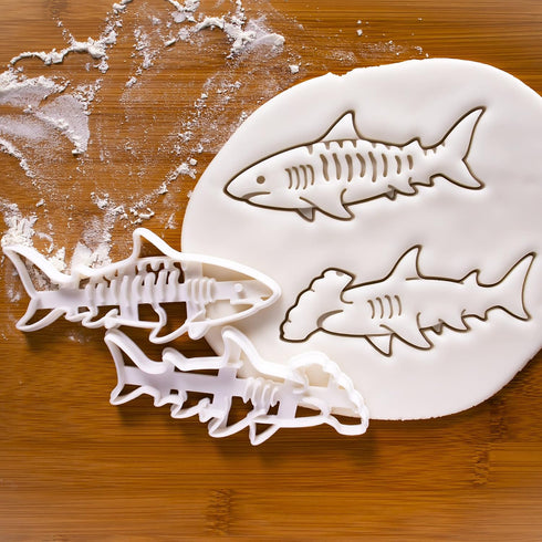 Set of 2 Shark Cookie Cutters, Hammerhead & Tiger Designs, 2 Pieces