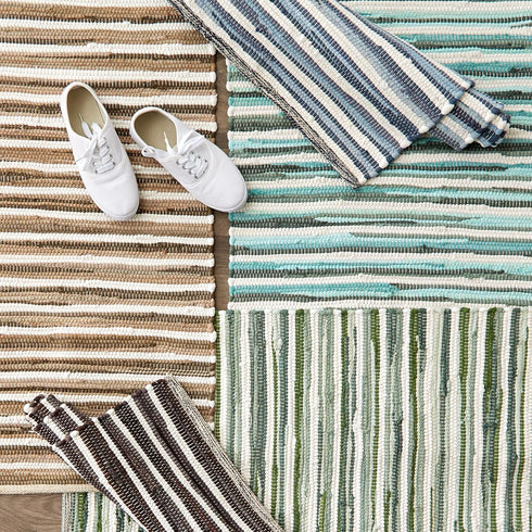 DII Chindi Home Collection Cotton Handwoven Slim Stripe Area Rag Rug - 2x3', Aqua