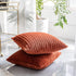 Kevin Textile Set of 2 Fall Pillow Covers, Solid Supersoft Corduroy, Burnt Brick, 18x18 Inch