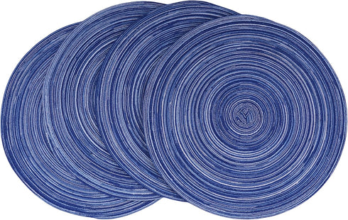 WAZAIGUR Red-A Placemats, Round Dining Table Mats Set of 4, Woven Heat Resistant Non-Slip, 14 inch, Blue