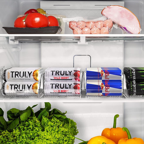 Simple Houseware Skinny Can Organizer for Pantry/Refrigerator, Clear, Set of 2