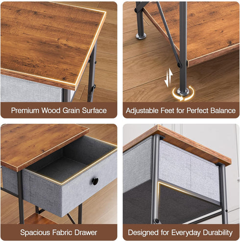 VECELO Night Stand, Nightstand, Small End Table for Small Spaces, Wood Side Table for Living Room, Bedside Table