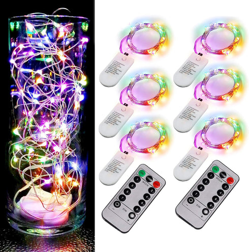 6 Pack Fairy Lights Battery Operated with Timer 2PCS Remote 6.5ft 20LED