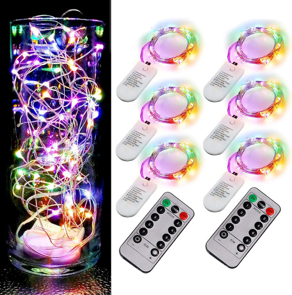 6 Pack Fairy Lights Battery Operated with Timer 2PCS Remote 6.5ft 20LED