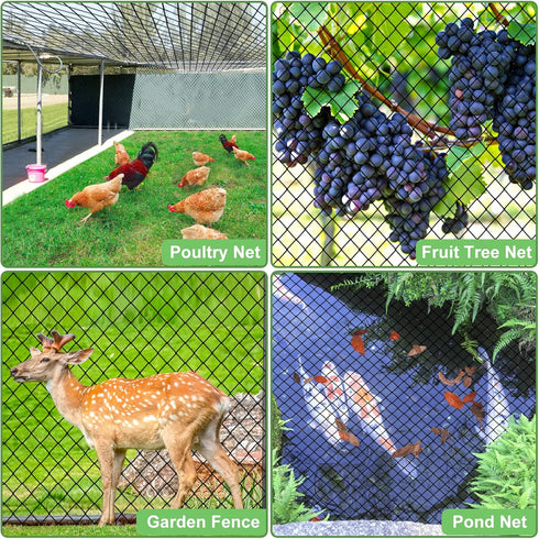 3/4' Bird Netting - Heavy Duty Nylon Net with Mesh for Garden Protection, Chicken Coop and Orchard