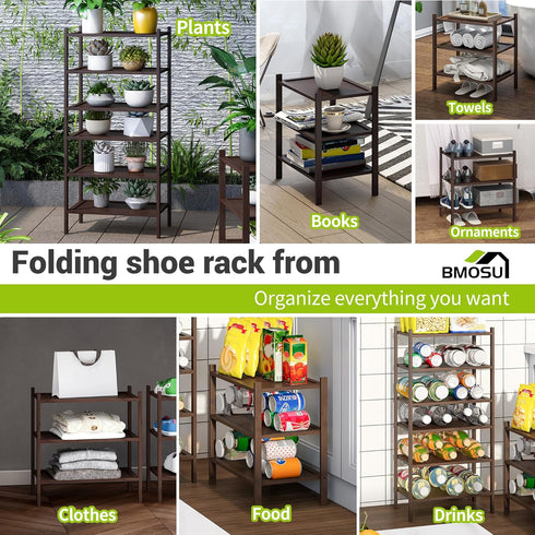 3-Tier Closet BMOSU Bamboo Small Shoe Rack Premium Stackable Shoe Shelf Storage Organizer for Hallway Living Room