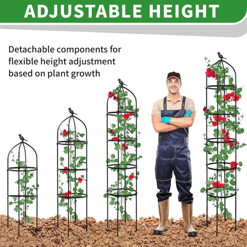 6.7FT Plants,81Metal Garden Obelisk Trellis for Climbing Plant Support Tower,Heavy Duty Thickened Tube,Rustproof Black