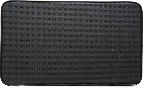 Anti-Fatigue Kitchen Faux Leather Non-Skid Cushioned Comfort Mat, 18" x 30", Diamond Black/Black