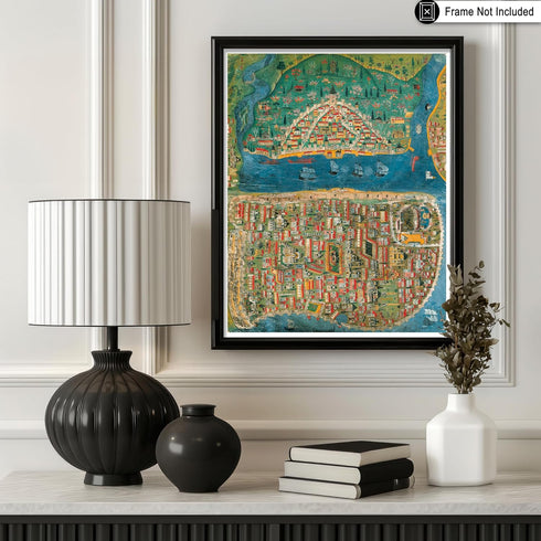11x14 Poster Master Vintage Map Poster - Retro Map of Constantinople Print - Istanbul Art - Ottoman Empire Art - Gift