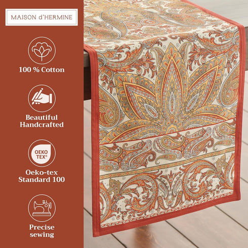 Maison d' Hermine Table Runner, 100% Cotton Double Layer Decorative for Home Kitchen Dining Party, 72 inches Long