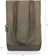 PICNIC TIME 2 Bottle Insulated Tote, Distressed Waxed Canvas Wine Gift Bag, Khaki Green with Beige Accents
