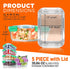 NutriChef 5-Piece Reusable Glass Meal Prep Containers, 30 oz Stackable Kitchen Storage with 4-Side Locking Plastic