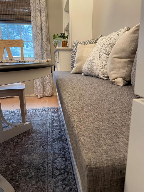 Personalized Blue Grey Farmhouse Storage Bench with Cushion
