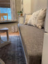 Personalized Blue Grey Farmhouse Storage Bench with Cushion