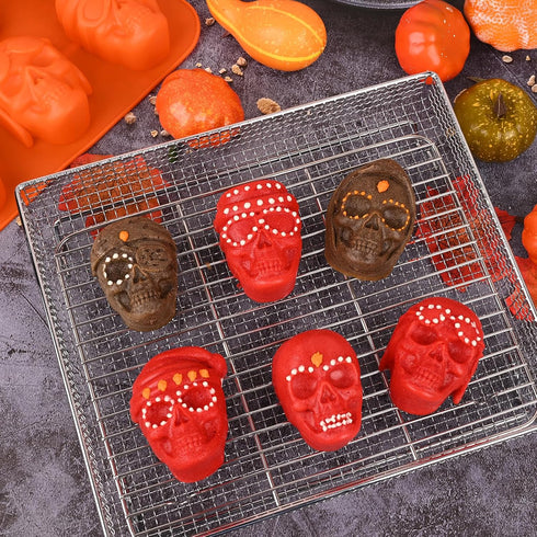 Skull Cake Molds Silicone, Large Size Halloween Baking Molds for Mini Cakes, Handmade Soap, Chocolate, Pudding, Jello,