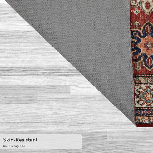Wyatt & Ash Red Minot Imagine Printed Chenille Accent Rug, 2' x 4' Non Skid & Machine Washable