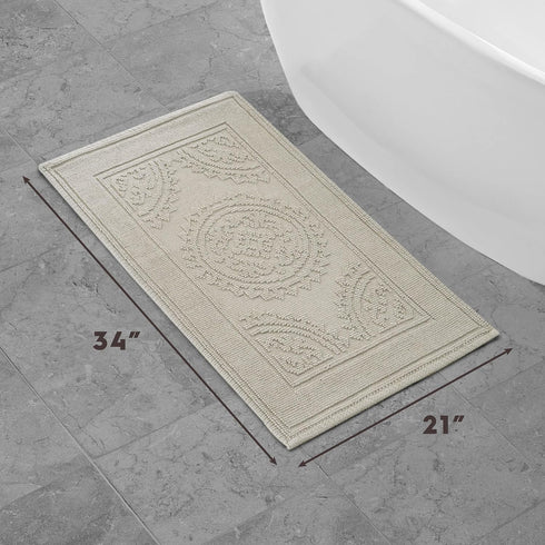 Jean Pierre New York Cotton StoneWash Medallion Bath Rug, 21x34 in., Light Taupe