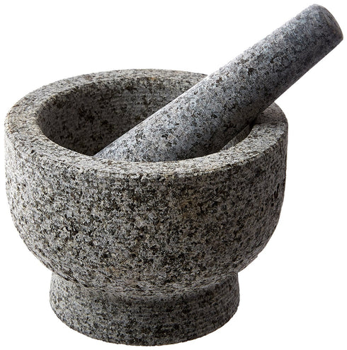 Kota Japan 6 Heavy Granite 2 Cup Mortar & Pestle Natural Stone Molcajete Bowl
