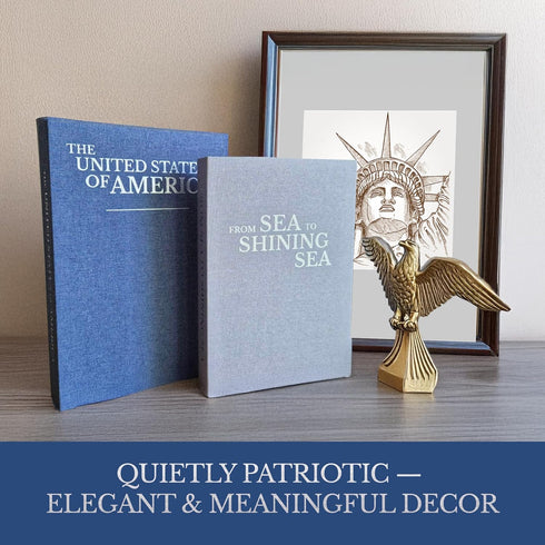 BRITTANY HILLS Set 2 Patriotic Decorative Books - of Beautiful Linen Book Boxes For Your Coffee Table, Bookshelf
