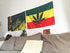 KINO Homie Jamaica Reggae Style Leaf Decorative Tapestry Flag Wall Hanging (37.7x25in, Leaf) for Bar Club Tattoo Shop