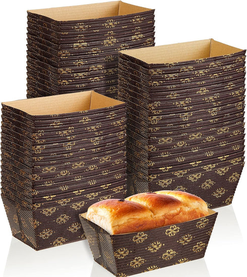 Tessco 60 Pieces Mini Disposable Paper Loaf Pans for Quick Bread, Microwave Oven Freezer Safe
