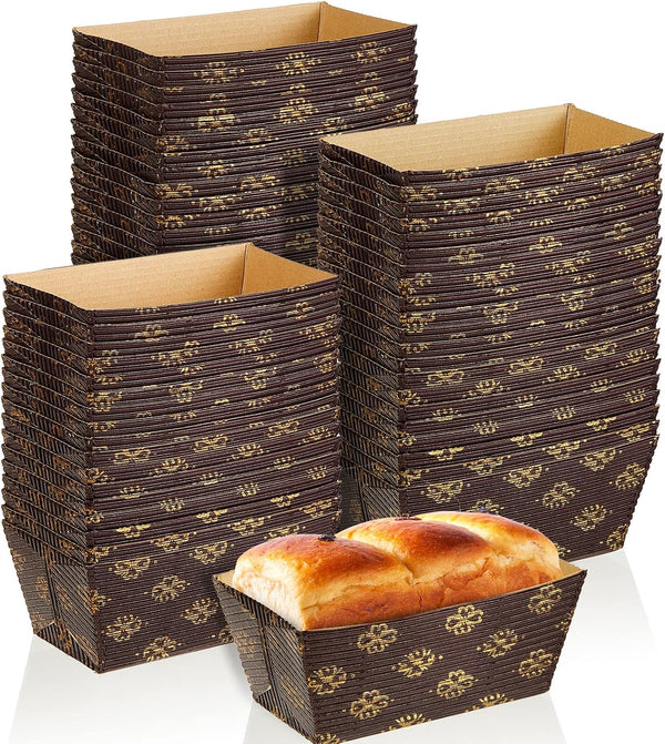 Tessco 60 Pieces Mini Disposable Paper Loaf Pans for Quick Bread, Microwave Oven Freezer Safe