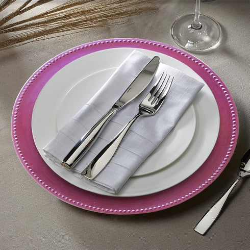 Charge It by Jay 13” Beaded Charger Plate - Decorative Melamine Service Plate for Upscale Events, Pink