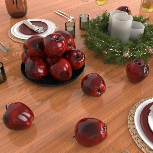 16PCS 3.43" 2.95" Toopify Artificial Red Apples, Red Delicious Faux Apples, Plastic Fruit, Fake Lifelike Simulation