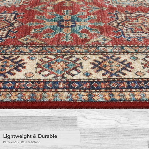 Wyatt & Ash Red Minot Imagine Printed Chenille Accent Rug, 2' x 4' Non Skid & Machine Washable