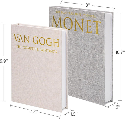 Set 2, Decorative Book Storage Box of Stylish Decorative Books, Linen Faux Book Storage Box for Bookshelf, Coffee