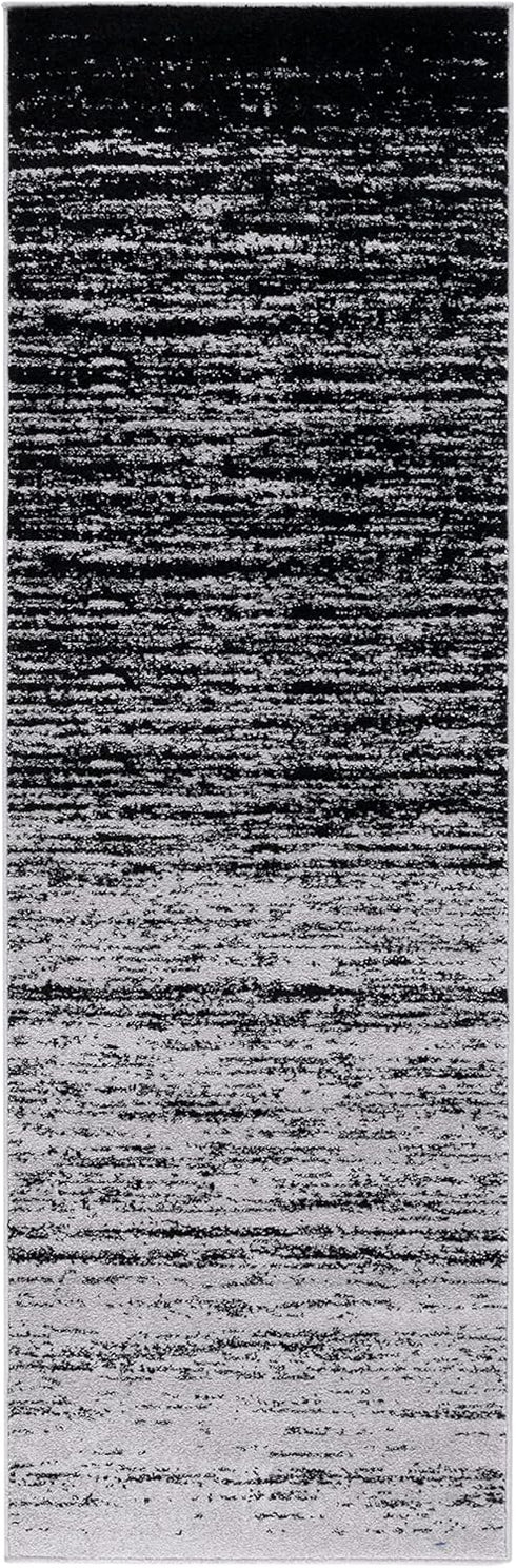 2'6" 10', (ADR113A) SAFAVIEH Adirondack Collection Runner Rug - x Silver & Black, Modern Ombre Design, Non Shedding