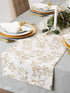 DII Holiday Dining Table Linen - Metallic Fabric Christmas Table Runner, 14x108, Gold Holly Leaves