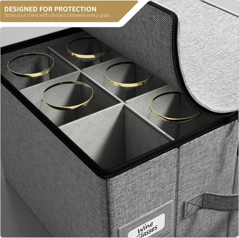 Sorbus Stemware Storage Cases, Hard Shell Wine Glass Storage Box with Dividers for 12 Crystal Glassware