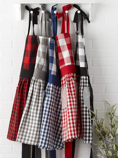 DII Kitchen Collection Gingham Check Apron, Red/Black