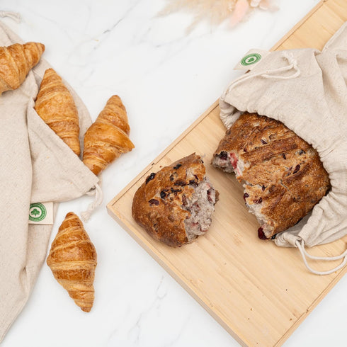 2 Pack (2 12x15) Reusable Linen Sourdough Bread Bags - Reusable, Undyed, Toxic-free, Washable and Perfect for Storing