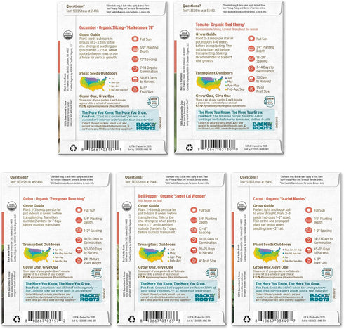 (5-Pack) Back to The Roots Organic Vegetable Seeds Variety