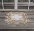 Gold European Lace and Antique Jacquard Fabric Doily - 14 Inch Square Placemat