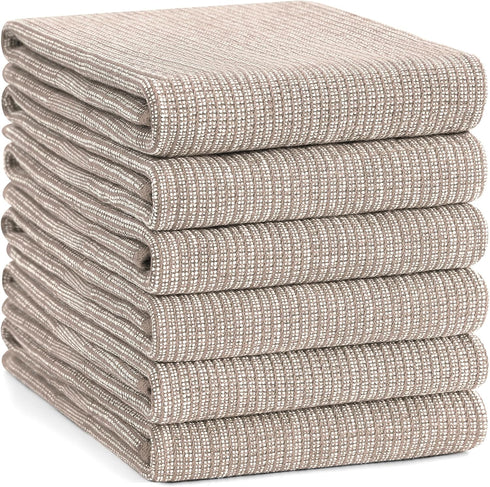 Towels(18x 28, 6 Pack), 380 Set Homaxy Premium Kitchen Large Cotton Kitchen Hand Towels, Flat and Terry Dish Towels