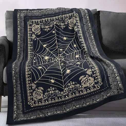 Breling Spider Web Blanket 84'' x 60'' Gothic Gift for Women Men