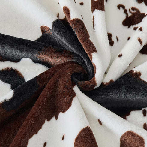 300 9090 inch Bnuitland Cow Printed Fleece Flannel Throw Blanket, GSM Double Sided Fuzzy Fluffy Blanket for Bed Sofa